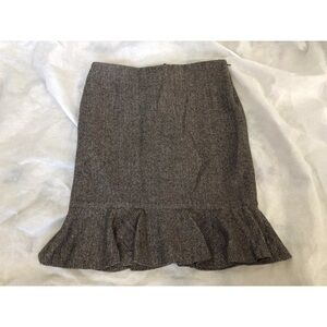 BROWN TWEED RUFFLE HEM SKIRT WITH BACK LACING